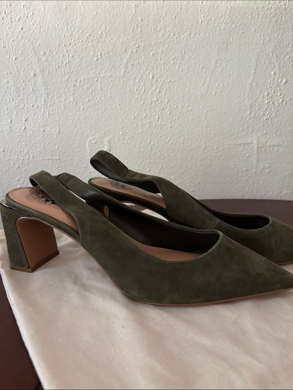 Vince Camuto Women's Olive Green Suede Slingback Pumps
